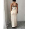 image:imageGORGLITTER Womens Ruched Bodycon Maxi Dress Color Block Cut Out Summer Church Birthday Graduation Sleeveless Long SundressApricot and Black