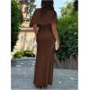 image:imageGORGLITTER Womens Ruched Draped Going Out Bodycon Maxi Dress Sheer Mock Neck Cape Elegant Classy Wedding Guest DressesCoffee