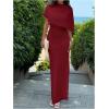 image:imageGORGLITTER Womens Ruched Draped Going Out Bodycon Maxi Dress Sheer Mock Neck Cape Elegant Classy Wedding Guest DressesRed
