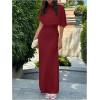 image:imageGORGLITTER Womens Ruched Draped Going Out Bodycon Maxi Dress Sheer Mock Neck Cape Elegant Classy Wedding Guest DressesRed