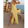 image:imageGORGLITTER Womens Ruffle Cocktail Maxi Dresses Split V Neck Sleeveless Wedding Guest Bodycon Birthday Party Long Dress 2026Yellow