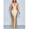 image:imageGORGLITTER Womens Satin Backless Maxi Dress Elegant Fishtail Summer Sexy Cocktail Wedding Guest Prom Party Sun DressesApricot