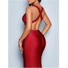 image:imageGORGLITTER Womens Satin Backless Maxi Dress Elegant Fishtail Summer Sexy Cocktail Wedding Guest Prom Party Sun DressesBurgundy