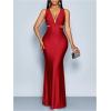 image:imageGORGLITTER Womens Satin Backless Maxi Dress Elegant Fishtail Summer Sexy Cocktail Wedding Guest Prom Party Sun DressesBurgundy