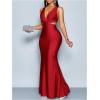 image:imageGORGLITTER Womens Satin Backless Maxi Dress Elegant Fishtail Summer Sexy Cocktail Wedding Guest Prom Party Sun DressesBurgundy