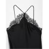 image:imageGORGLITTER Womens Satin Halter Neck Asymmetrical Lace Midi Dress Sexy Party Backless Side Split Going Out DressesBlack
