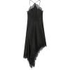 image:imageGORGLITTER Womens Satin Halter Neck Asymmetrical Lace Midi Dress Sexy Party Backless Side Split Going Out DressesBlack