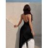 image:imageGORGLITTER Womens Satin Halter Neck Asymmetrical Lace Midi Dress Sexy Party Backless Side Split Going Out DressesBlack