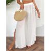 image:imageGORGLITTER Womens Sheer Linen Bathing Suit Cover Up Pants Split Wide Leg Sheer Flowy Beach Palazzo PantsWhite