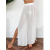 image:imageGORGLITTER Womens Sheer Linen Bathing Suit Cover Up Pants Split Wide Leg Sheer Flowy Beach Palazzo PantsWhite