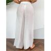 image:imageGORGLITTER Womens Sheer Linen Bathing Suit Cover Up Pants Split Wide Leg Sheer Flowy Beach Palazzo PantsWhite