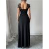 image:imageGORGLITTER Womens Sheer Mesh Formal Cocktail Maxi Dresses Flower Ruched Summer Dinner Birthday Slimming Organza DressBlack