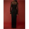 image:imageGORGLITTER Womens Sheer Mesh Maxi Dress Elegant Long Sleeve Ruched Cocktail Party Prom Slimming Holiday Long DressesBlack