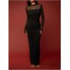 image:imageGORGLITTER Womens Sheer Mesh Maxi Dress Elegant Long Sleeve Ruched Cocktail Party Prom Slimming Holiday Long DressesBlack
