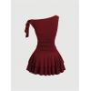 image:imageGORGLITTER Womens Short Flowy Mini Dress Off The Shoulder Ruffle Wedding Guest Cocktail Date Birthday Going Out DressesBurgundy