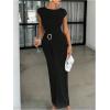 image:imageGORGLITTER Womens Short Sleeve Bodycon Maxi Dresses Elegant Classy Metal Summer Teacher Cocktail Party Long SundressesBlack