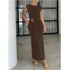 image:imageGORGLITTER Womens Short Sleeve Bodycon Maxi Dresses Elegant Classy Metal Summer Teacher Cocktail Party Long SundressesCoffee