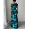 image:imageGORGLITTER Womens Short Sleeve Wedding Guest Dress Summer Floral A Line Maxi Dresses Prom Formal Birthday Sun Dress Blue Large