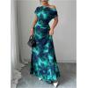 image:imageGORGLITTER Womens Short Sleeve Wedding Guest Dress Summer Floral A Line Maxi Dresses Prom Formal Birthday Sun Dress Blue Large