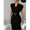 image:imageGORGLITTER Womens Sleeveless Bodycon Midi Dress Elegant Classy V Neck Split Birthday Dinner Cocktail Going Out DressesBlack
