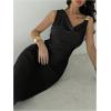 image:imageGORGLITTER Womens Sleeveless Draped Neck Bodycon Maxi Dresses Elegant Classy Wedding Guest Formal Prom Long SundressBlack