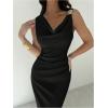 image:imageGORGLITTER Womens Sleeveless Draped Neck Bodycon Maxi Dresses Elegant Classy Wedding Guest Formal Prom Long SundressBlack