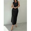 image:imageGORGLITTER Womens Sleeveless Draped Neck Bodycon Maxi Dresses Elegant Classy Wedding Guest Formal Prom Long SundressBlack