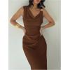 image:imageGORGLITTER Womens Sleeveless Draped Neck Bodycon Maxi Dresses Elegant Classy Wedding Guest Formal Prom Long SundressBrown