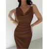 image:imageGORGLITTER Womens Sleeveless Draped Neck Bodycon Maxi Dresses Elegant Classy Wedding Guest Formal Prom Long SundressBrown