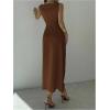 image:imageGORGLITTER Womens Sleeveless Draped Neck Bodycon Maxi Dresses Elegant Classy Wedding Guest Formal Prom Long SundressBrown
