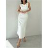 image:imageGORGLITTER Womens Sleeveless Draped Neck Bodycon Maxi Dresses Elegant Classy Wedding Guest Formal Prom Long SundressWhite