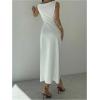 image:imageGORGLITTER Womens Sleeveless Draped Neck Bodycon Maxi Dresses Elegant Classy Wedding Guest Formal Prom Long SundressWhite