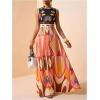 image:imageGORGLITTER Womens Sleeveless Maxi Mexican Dress Floral Boho Garden Party Sundress Wedding Guest Long Tank DressesPink Geo