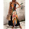 image:imageGORGLITTER Womens Sleeveless V Neck Oversized Maxi Long Dress Boho Bump Friendly Graphic Casual Beach Flowy Sun DressBlack Graphic