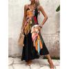 image:imageGORGLITTER Womens Sleeveless V Neck Oversized Maxi Long Dress Boho Bump Friendly Graphic Casual Beach Flowy Sun DressBlack Graphic