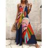 image:imageGORGLITTER Womens Sleeveless V Neck Oversized Maxi Long Dress Boho Bump Friendly Graphic Casual Beach Flowy Sun DressBlue