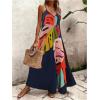 image:imageGORGLITTER Womens Sleeveless V Neck Oversized Maxi Long Dress Boho Bump Friendly Graphic Casual Beach Flowy Sun DressBlue