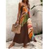 image:imageGORGLITTER Womens Sleeveless V Neck Oversized Maxi Long Dress Boho Bump Friendly Graphic Casual Beach Flowy Sun DressBrown