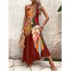 image:imageGORGLITTER Womens Sleeveless V Neck Oversized Maxi Long Dress Boho Bump Friendly Graphic Casual Beach Flowy Sun DressBurgundy