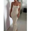 image:imageGORGLITTER Womens Slip Maxi Dress Spaghetti Strap Bodycon Long DressesBeige