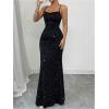 image:imageGORGLITTER Womens Sparkly Maxi Dress Wedding Guest Formal Cocktail Party Backless Cowl Neck Long Bodycon DressesBlack