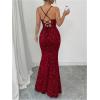 image:imageGORGLITTER Womens Sparkly Maxi Dress Wedding Guest Formal Cocktail Party Backless Cowl Neck Long Bodycon DressesRed