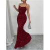 image:imageGORGLITTER Womens Sparkly Maxi Dress Wedding Guest Formal Cocktail Party Backless Cowl Neck Long Bodycon DressesRed