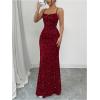 image:imageGORGLITTER Womens Sparkly Maxi Dress Wedding Guest Formal Cocktail Party Backless Cowl Neck Long Bodycon DressesRed