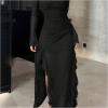 image:imageGORGLITTER Womens Square Neck Ruched Maxi Dress Fall Gothic Long Sleeve Split Cocktail Birthday Dinner Going Out DressBlack