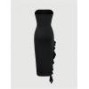 image:imageGORGLITTER Womens Strapless Birthday Bodycon Maxi Dress Ruffle Ruched Formal Dinner Wedding Guest Cocktail DressesBlack
