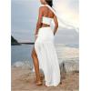 image:imageGORGLITTER Womens Strapless Bodycon Maxi Dresses Off The Shoulder Cut Out Birthday Tube Top Slit Dress with ScarfWhite