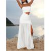 image:imageGORGLITTER Womens Strapless Bodycon Maxi Dresses Off The Shoulder Cut Out Birthday Tube Top Slit Dress with ScarfWhite
