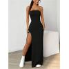 image:imageGORGLITTER Womens Strapless Cocktail Maxi Dresses Sexy Bodycon Backless High Slit Long Formal Dress Going Out OutfitsBlack