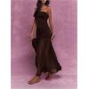 image:imageGORGLITTER Womens Strapless Prom Maxi Dress Drop Waist Sexy Cocktail Wedding Guest Backless Mesh Tube Top Dresses 2026Brown